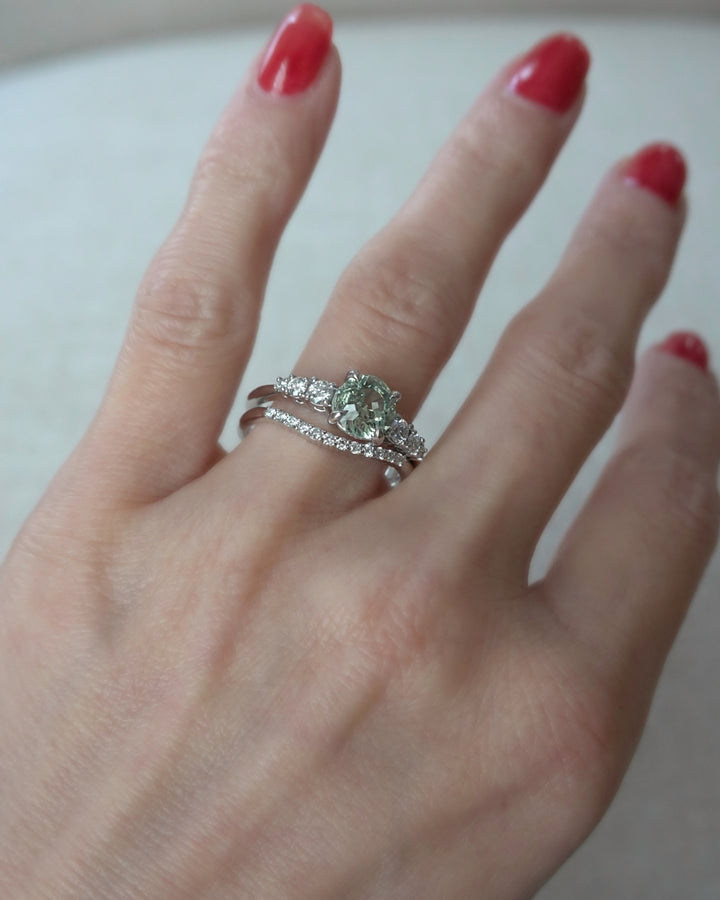 Green Montana Sapphire Engagement Ring – Sapphire and Diamond Ring in 14K Gold