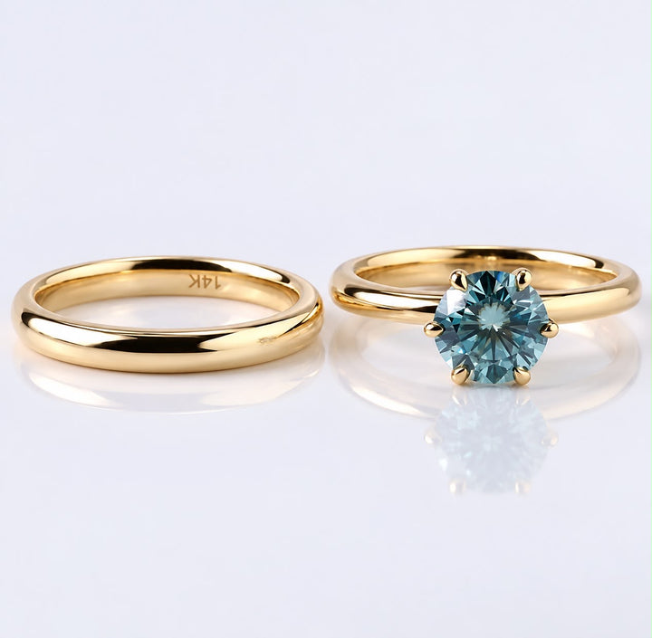 Solitaire Blue Green Montana Sapphire Engagement Ring Set in 14K Gold