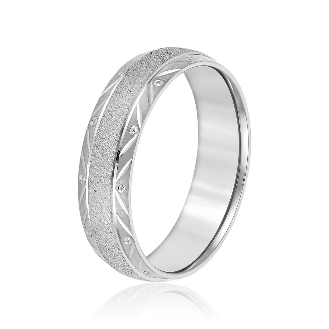 Nature Inspired Pattern 6 mm Man's Wedding Band 14K Gold