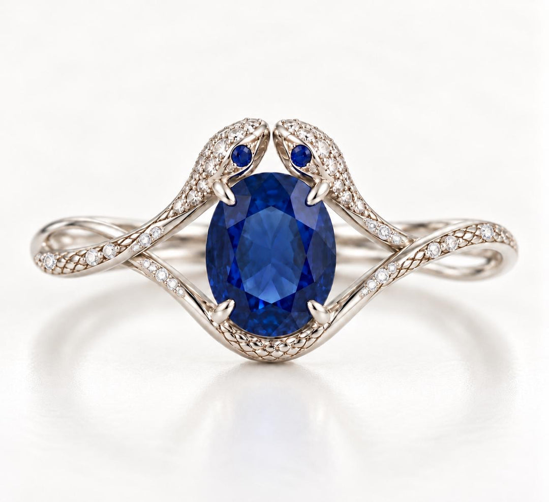Custom Order Serpents Ring w/ a Royal Blue Sapphires 50% Down Payment