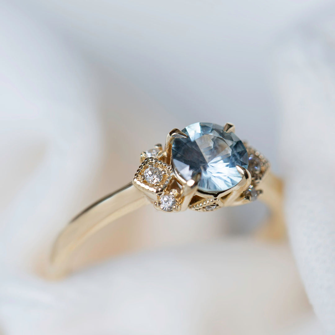Pastel Blue Montana Sapphire Diamond Accented Ring 14K Gold