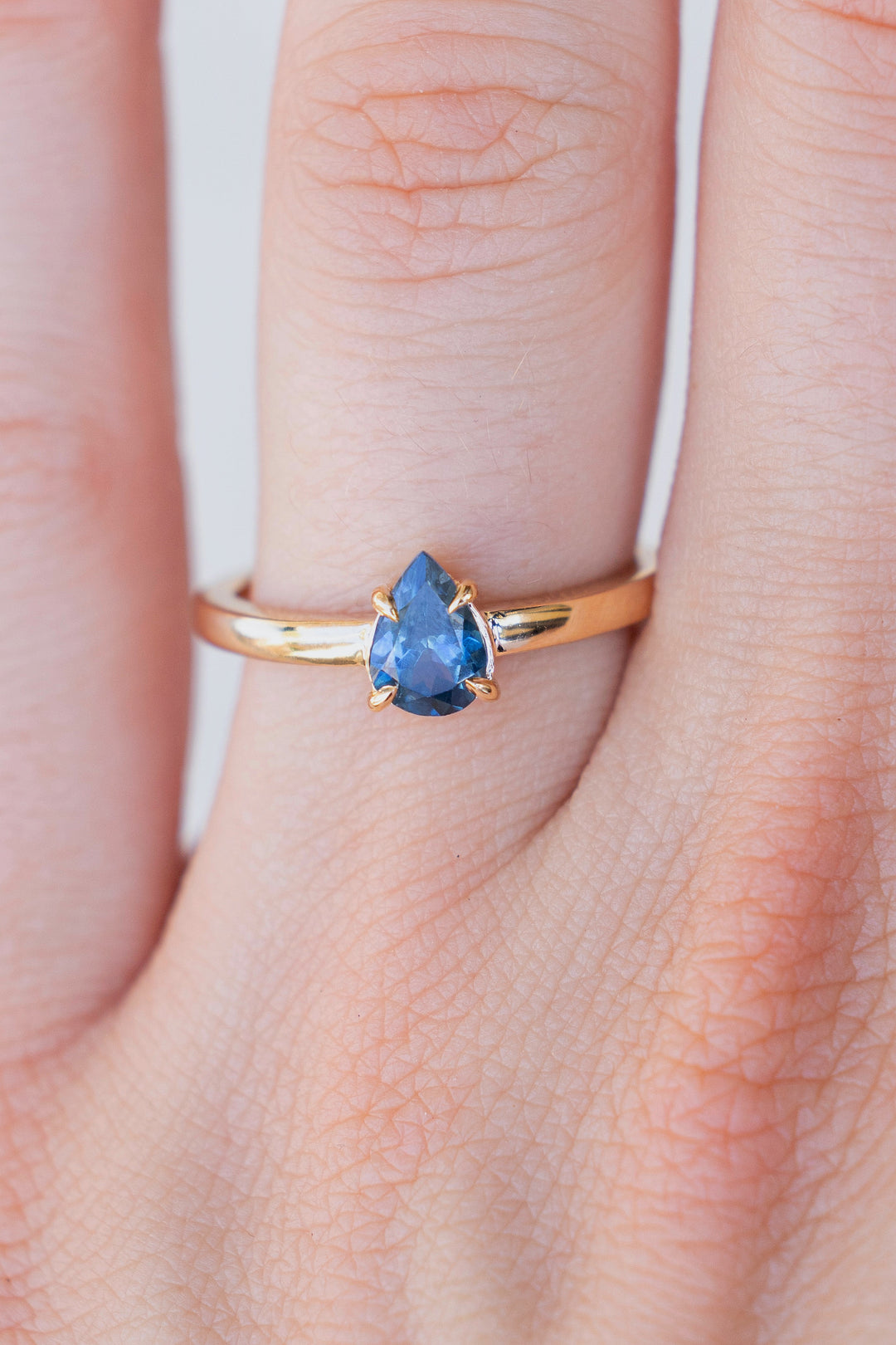 Montana Sapphire Solitaire Ring Pear Shape 14K Gold,Solitaire Engagement Ring