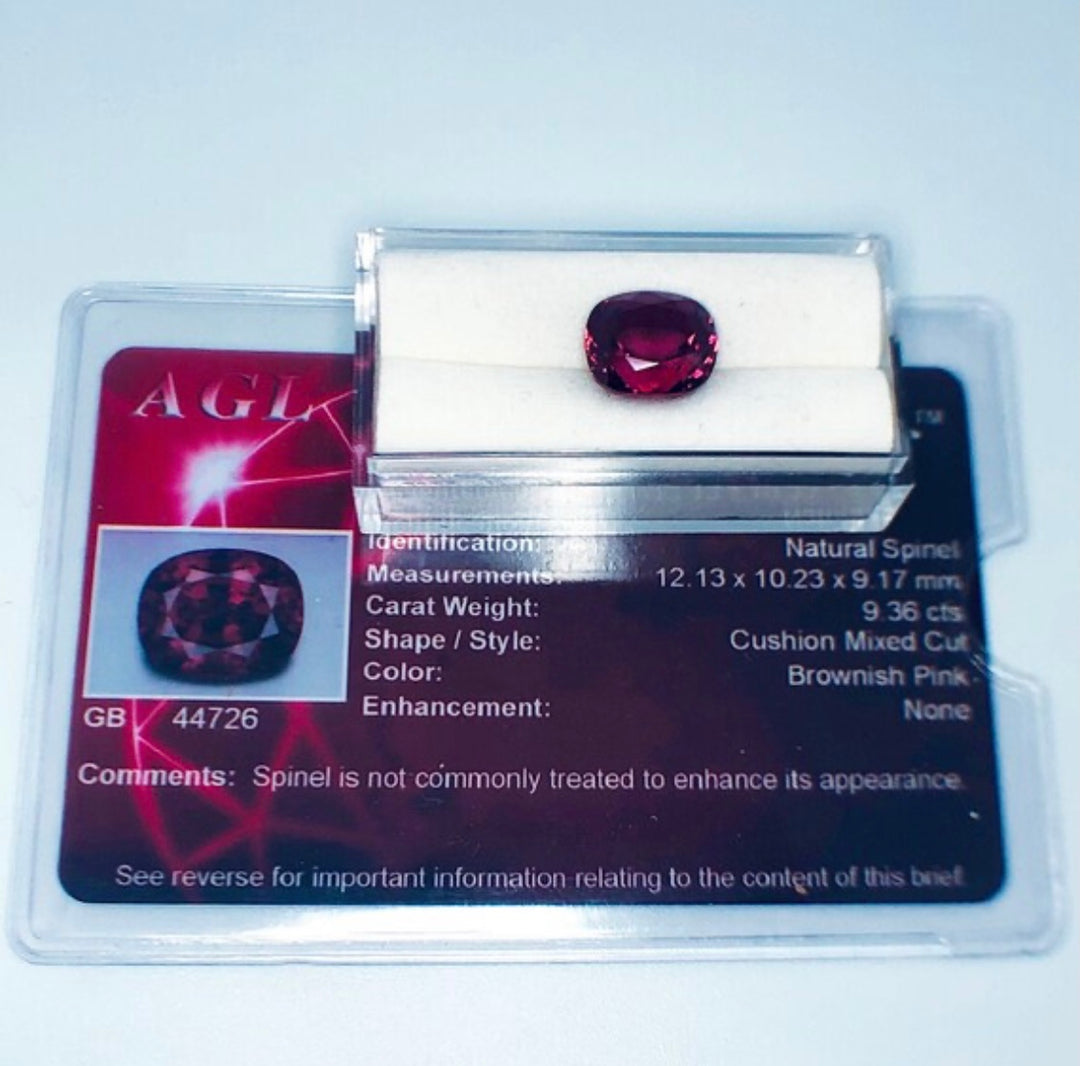 Natural Brownish Red Spinel Cushion Shape 9.36 ct AGL Certified