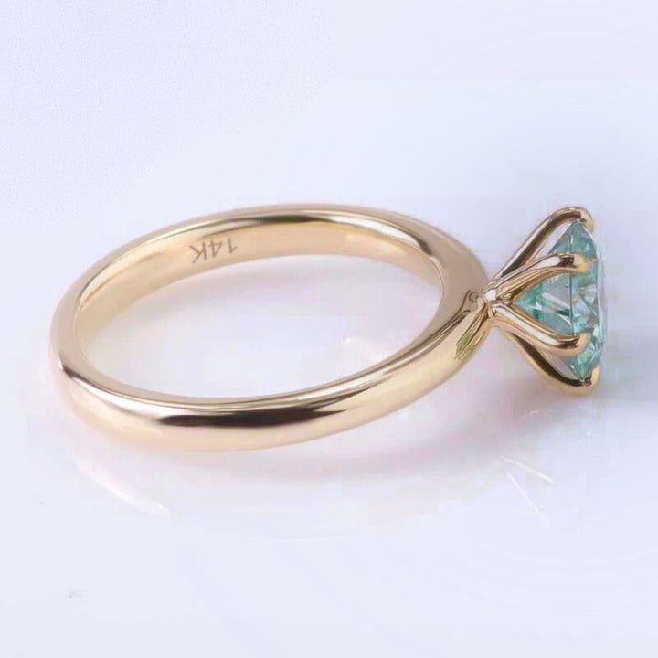 Teal Green Solitaire Montana Sapphire Engagement Wedding Ring Set 14K Gold