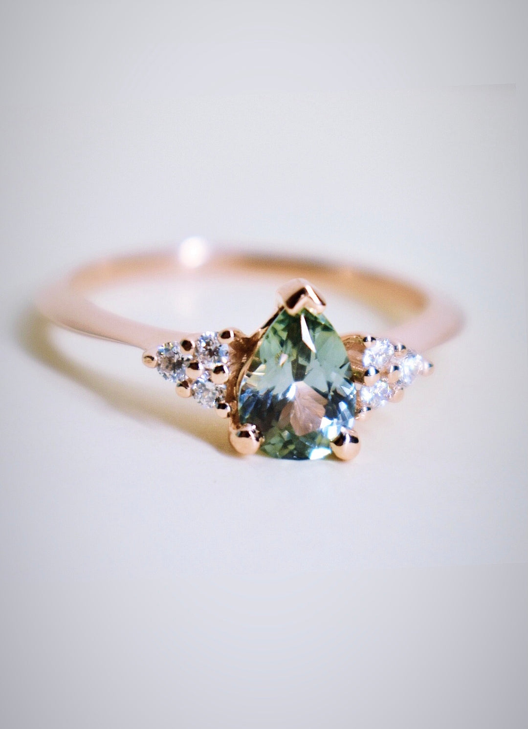 Teal Montana Sapphire Engagement Ring 14K Rose Gold