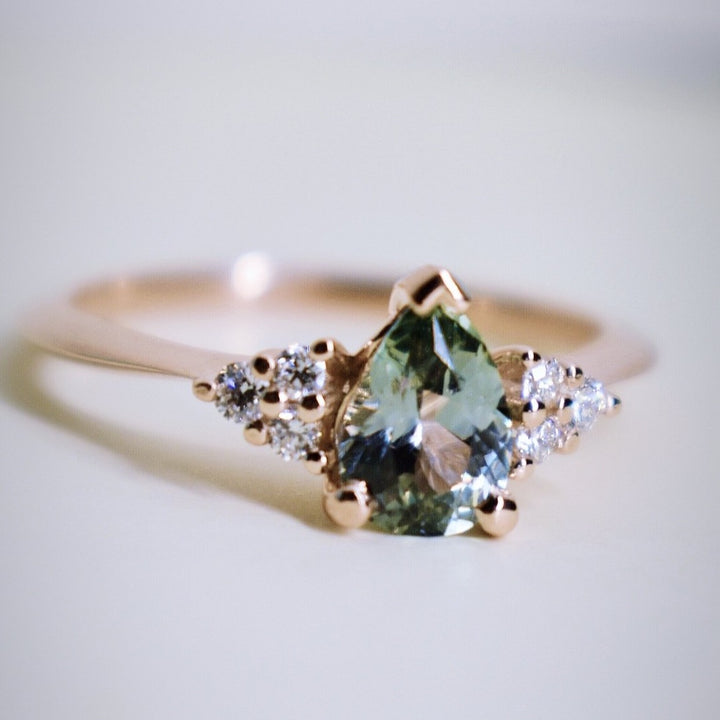 Teal Montana Sapphire Engagement Ring 14K Rose Gold