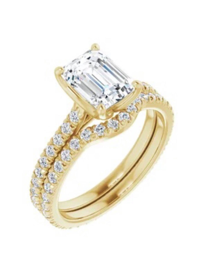 4-Prong Eternity Engagement Ring Setting Only with Diamonds 14K Gold